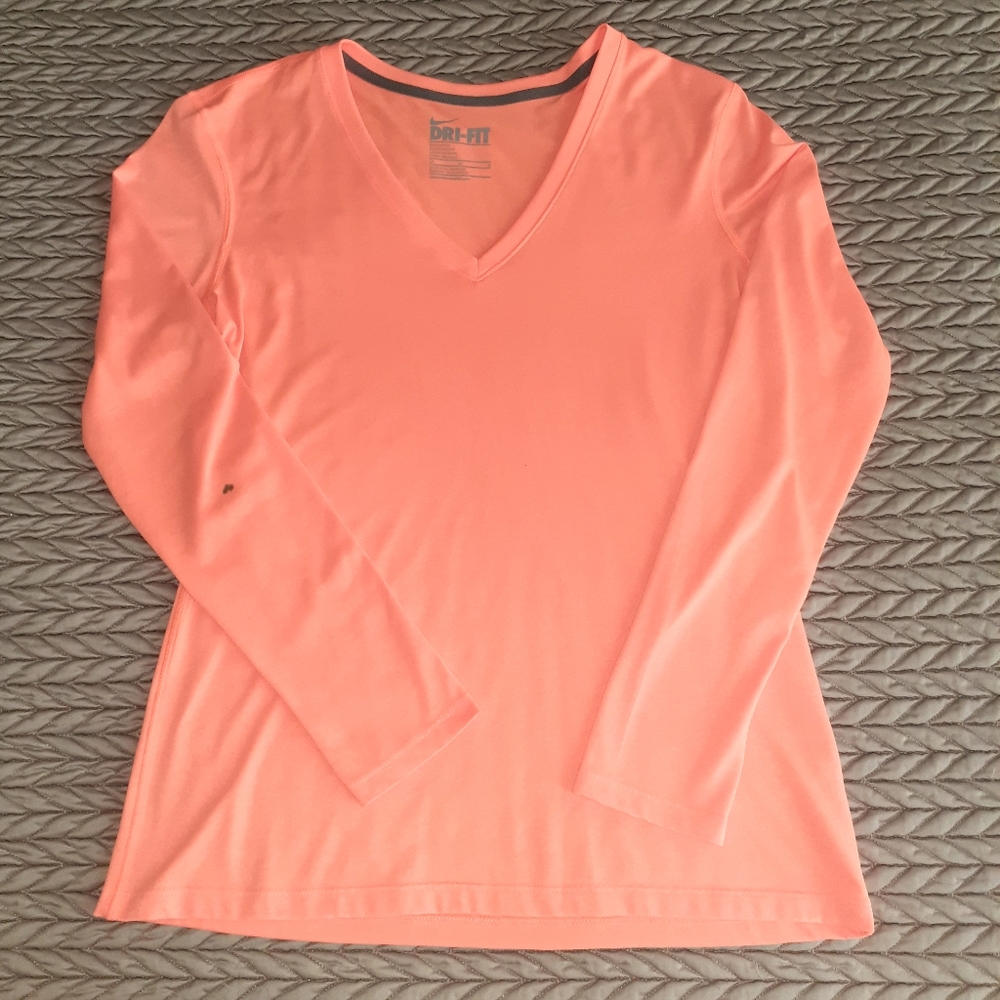 NIKE DRI FIT L/S LONG SLEEVE V-NECK TRAINING TOP P